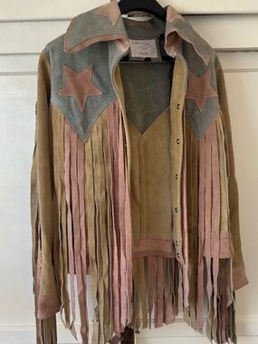 COCHELLA!! Fringed Suede Star-Appliqué Jacket